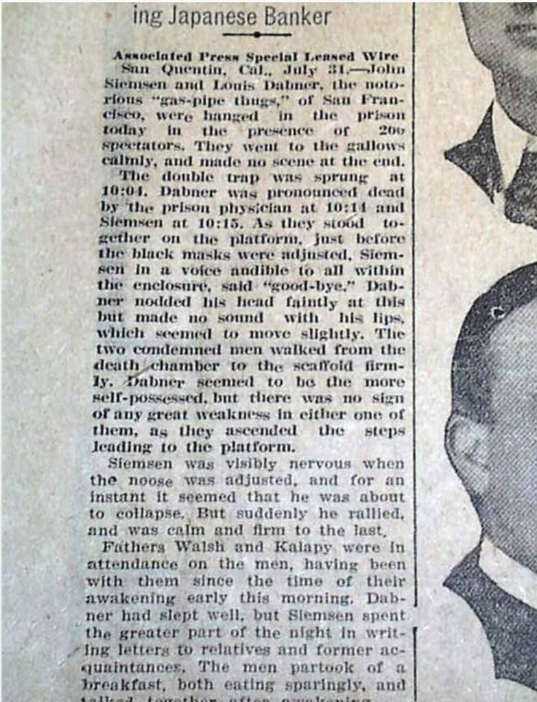 news article on execution of John Seimsen and Louis Dabner
